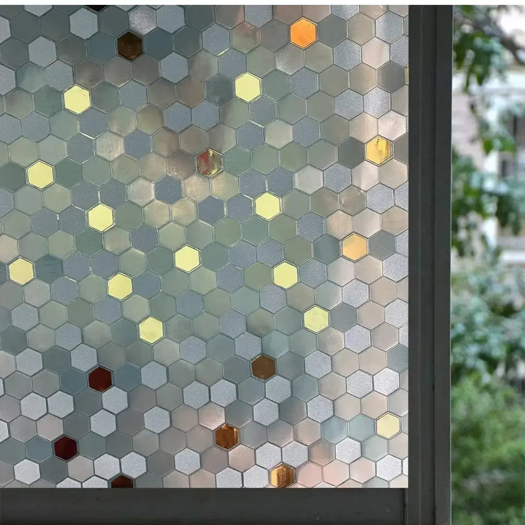 Hexagon pattern privacy window film for office
