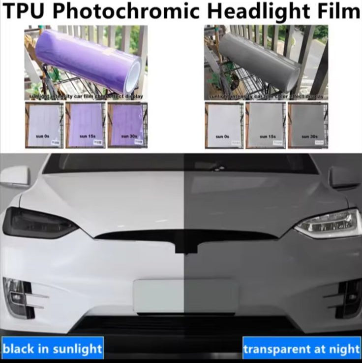 Light reactive headlight tint purple