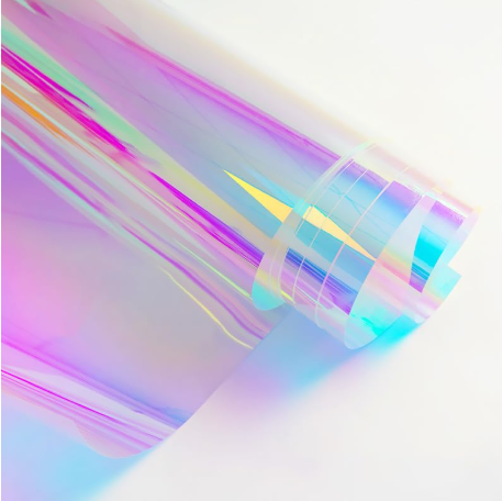 Blue iridescent holographic window film