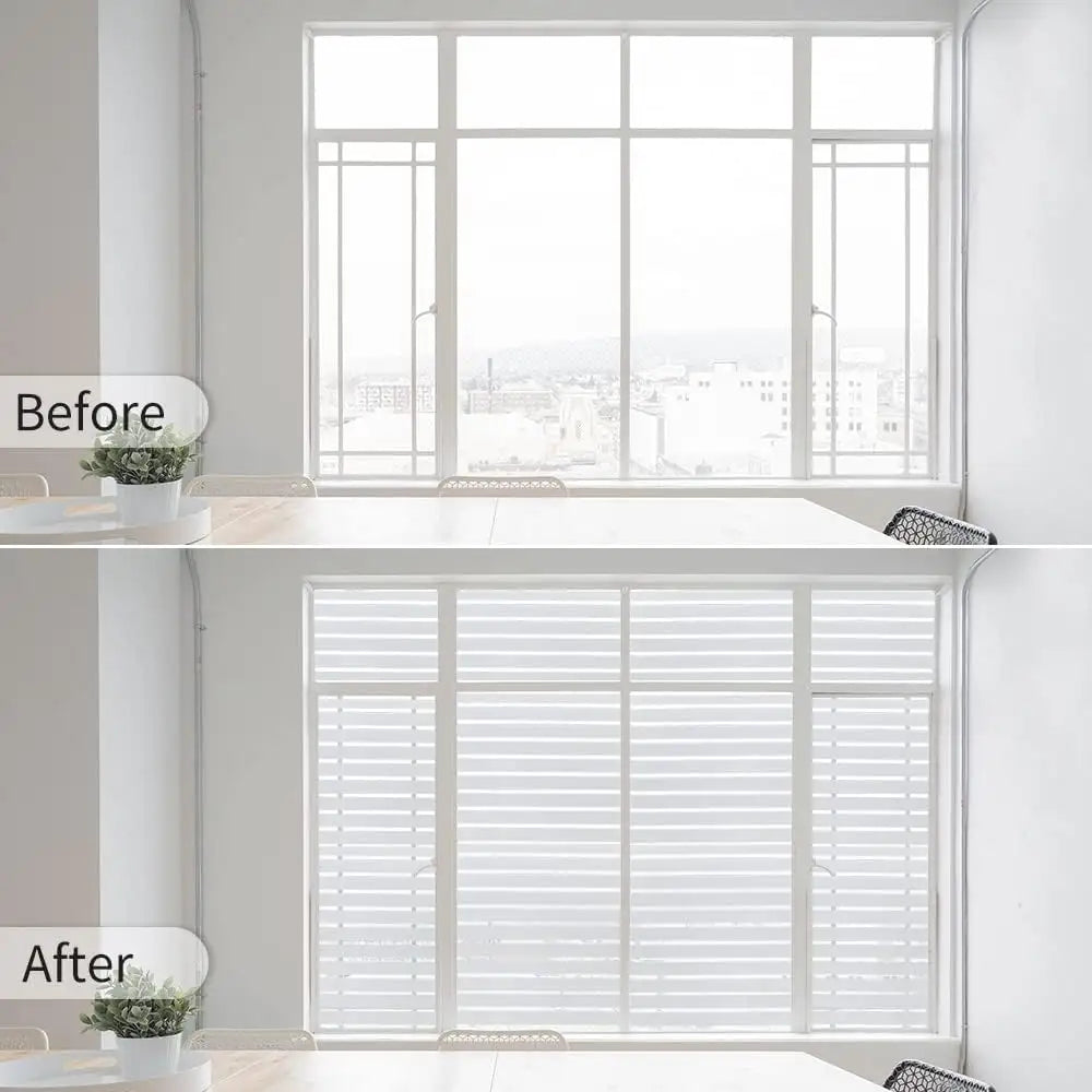 Striped frosted glass film for bathroom