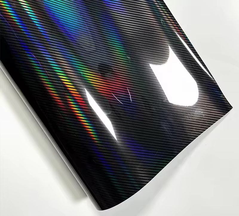 Black carbon fiber 5D gloss laser rainbow wrap