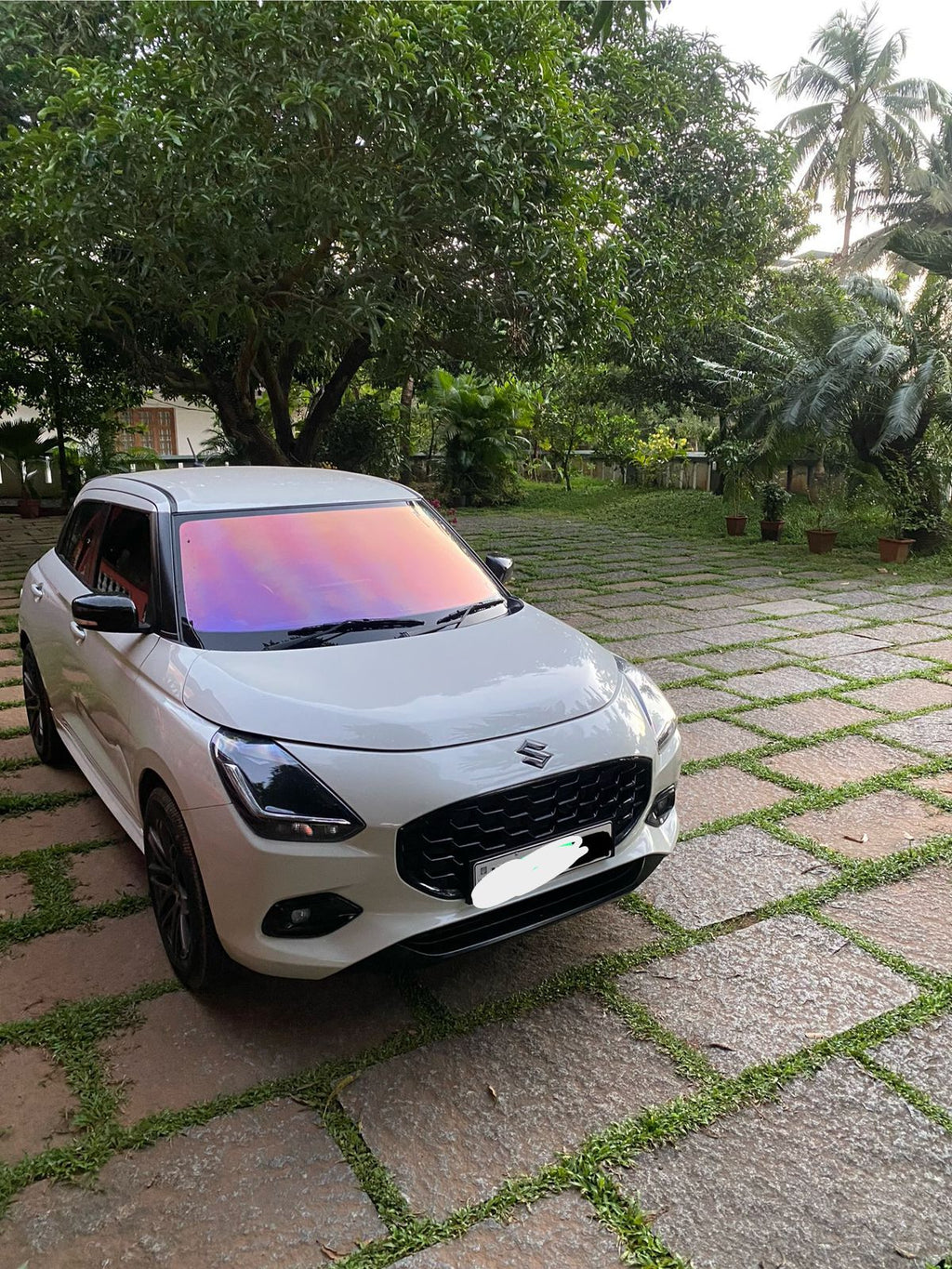 Red phantom tint applied on car windshield India