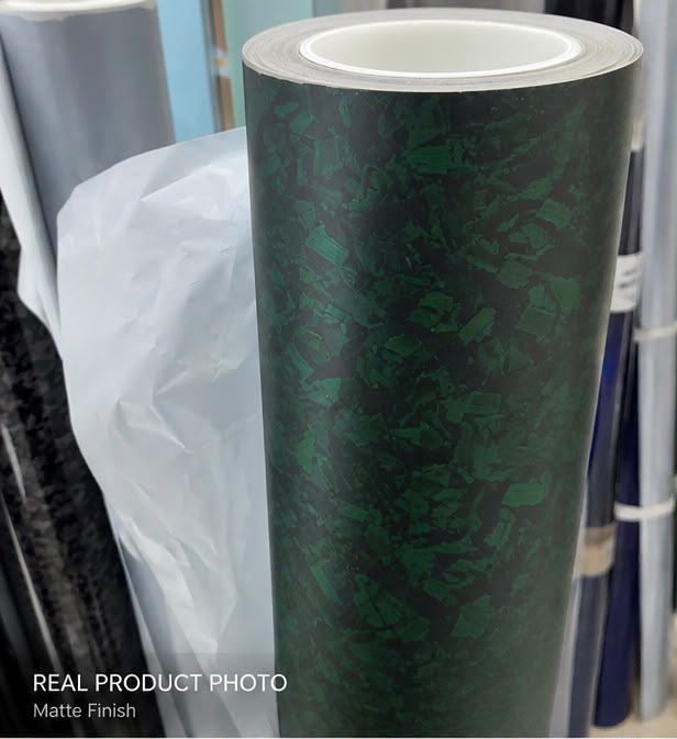 Green matte forged carbon wrapping vinyl