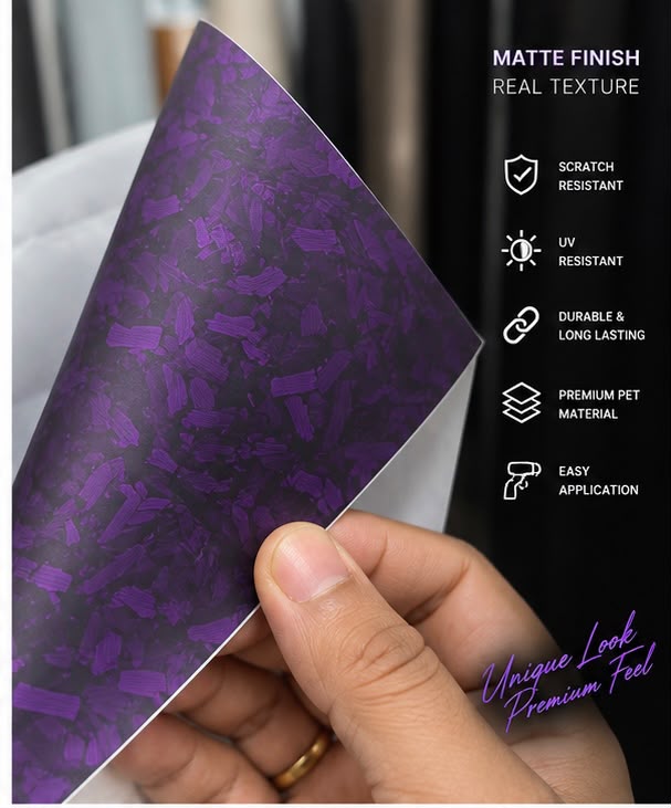 Purple matte forged carbon wrapping vinyl