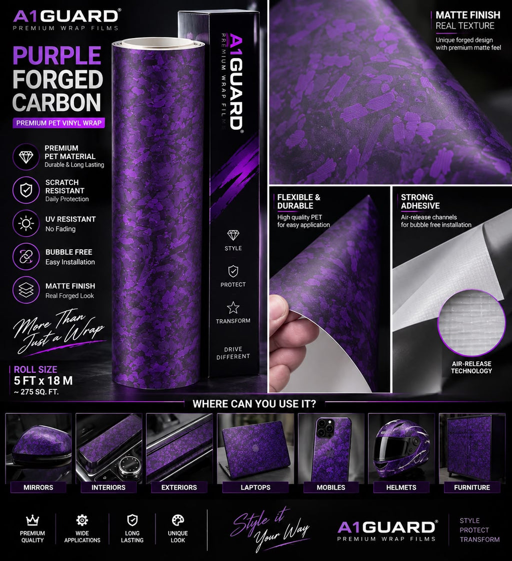 Purple matte forged carbon wrapping vinyl applied in India