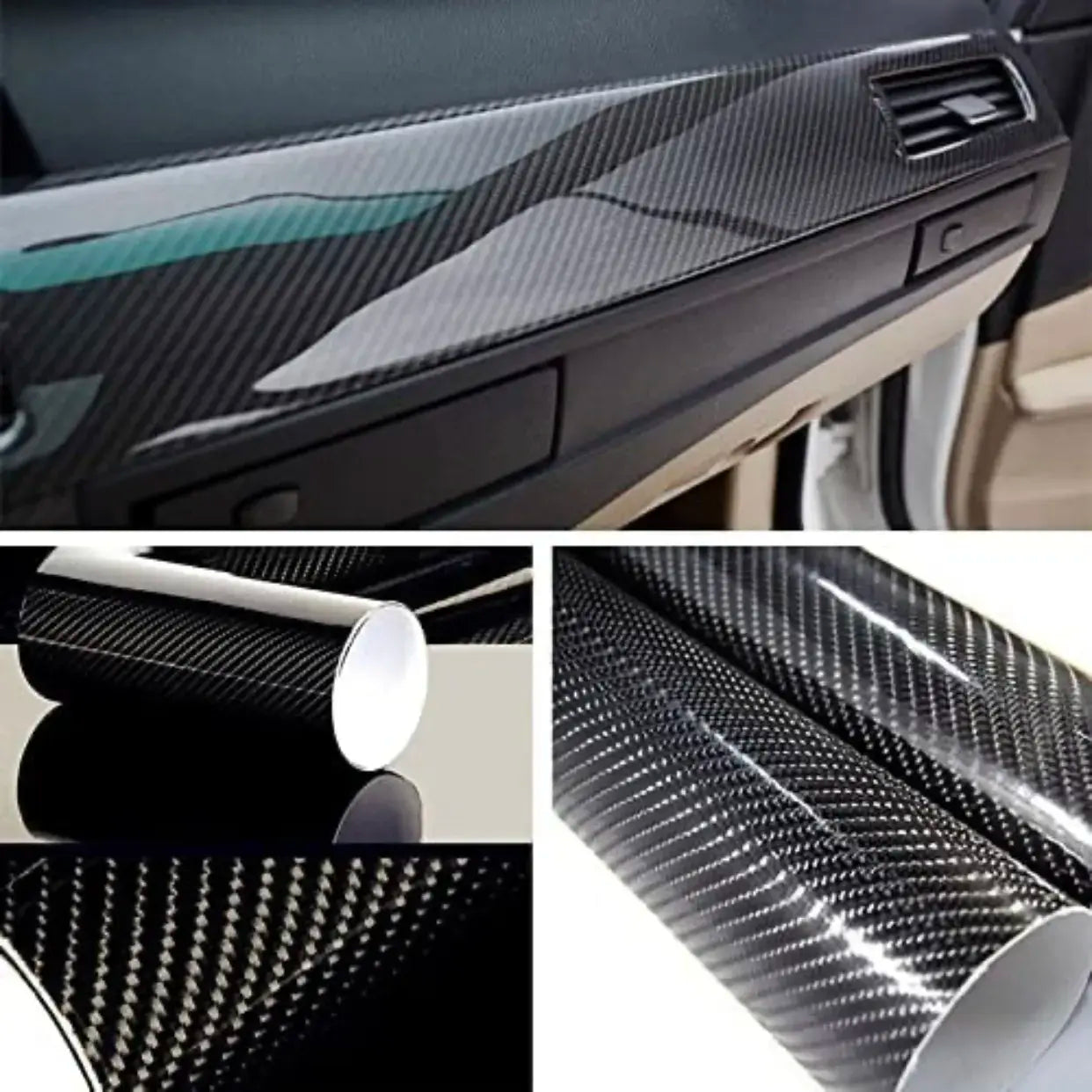 Carbon Fiber 5D Gloss Vinyl car wrap close-up texture