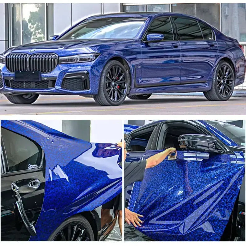 Blue forged carbon fiber vinyl wrap India RSH
