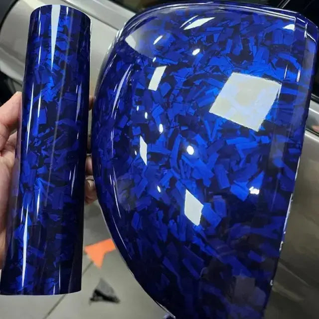 Blue forged carbon wrapping vinyl car wrap