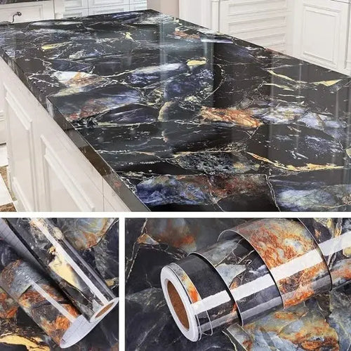 Black blue marble finish PVC adhesive sheet