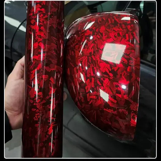 Red forged carbon wrapping vinyl for cars