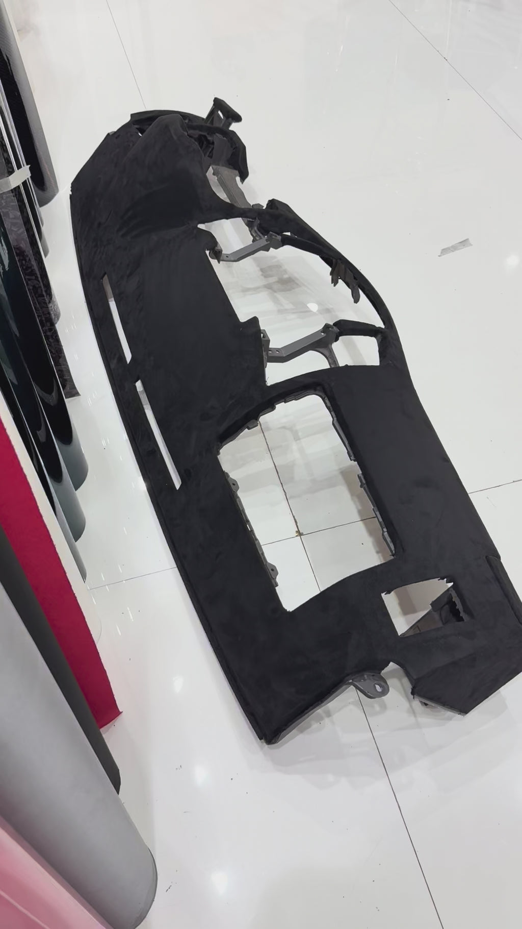 Black Suede Velvet Car Interior  Wrapping Fabric Film